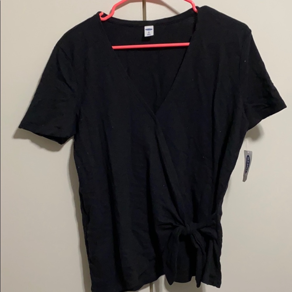 Old navy wrap front sweater top black size m tall